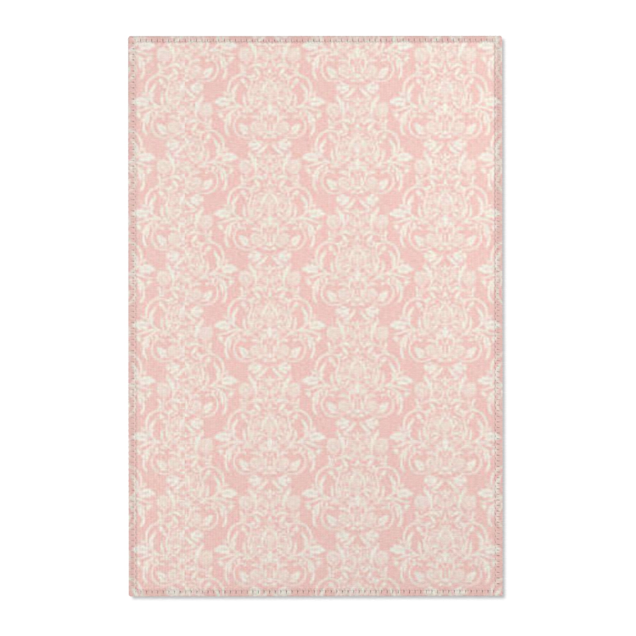 Pink Vintage Floral Area Rug — Shabby Chic Cottage Accent Rug