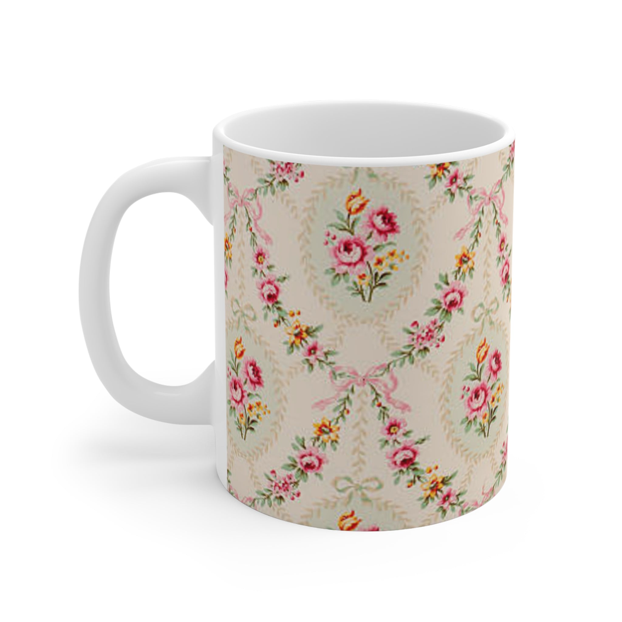 Vintage Rose Medallion Mug | Floral Cottagecore Pattern