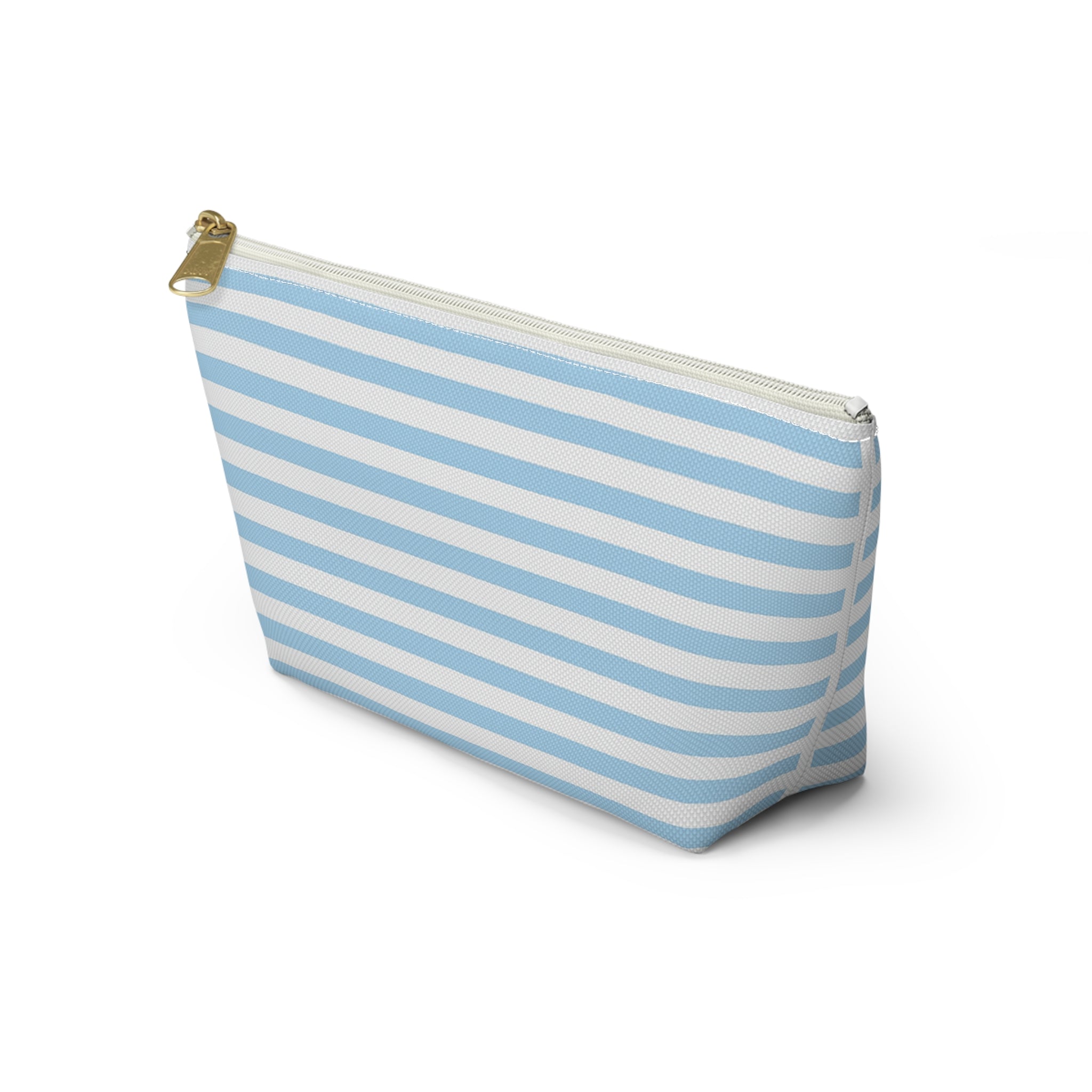 Sky Blue Striped Accessory Pouch — T‑Bottom Cosmetic Bag