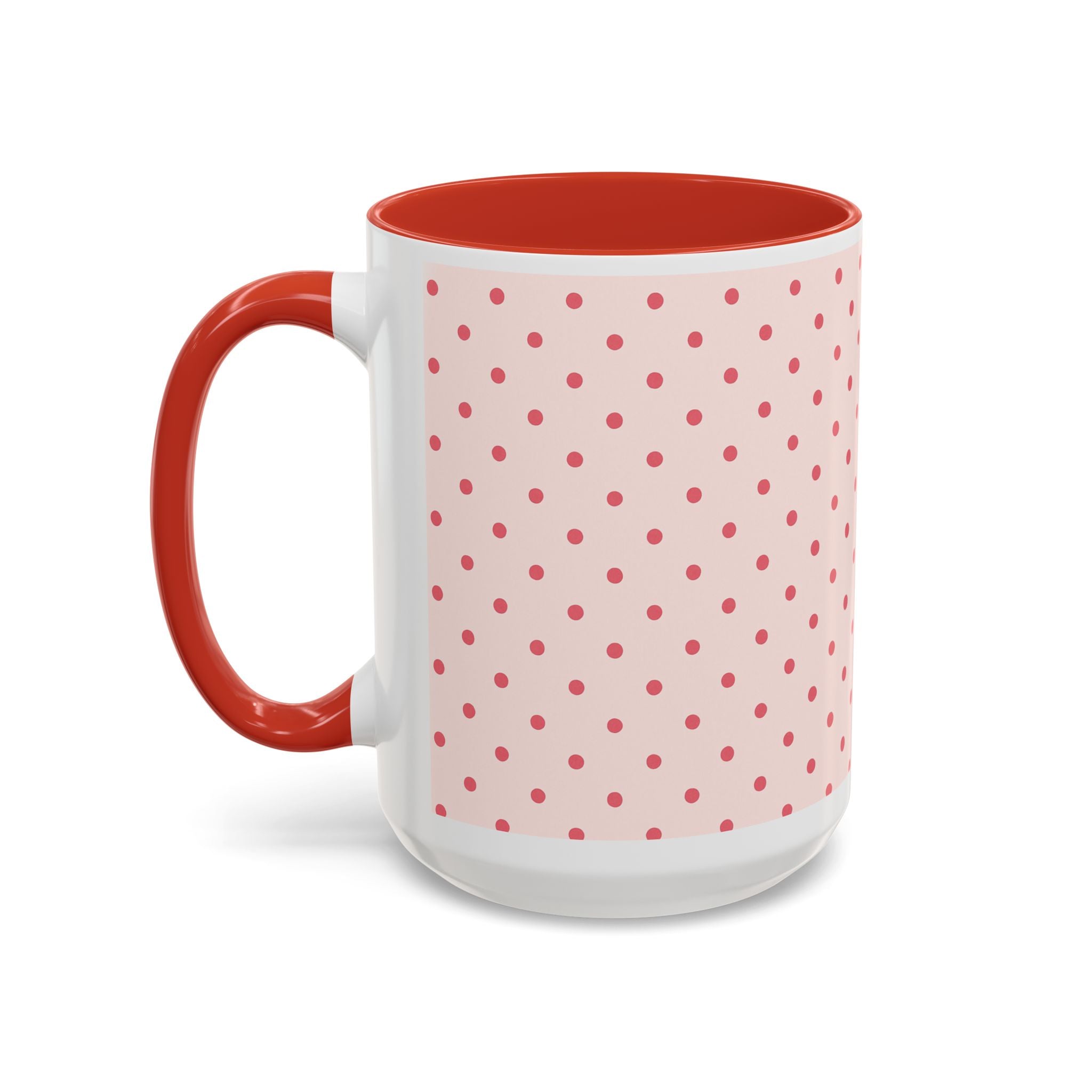 Pink Polka Dot Accent Coffee Mug – Cute Retro Dots Design (11/15oz)