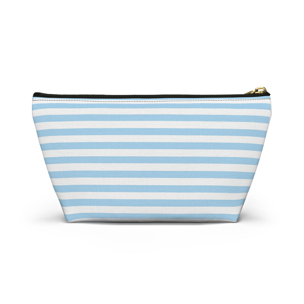 Sky Blue Striped Accessory Pouch — T‑Bottom Cosmetic Bag