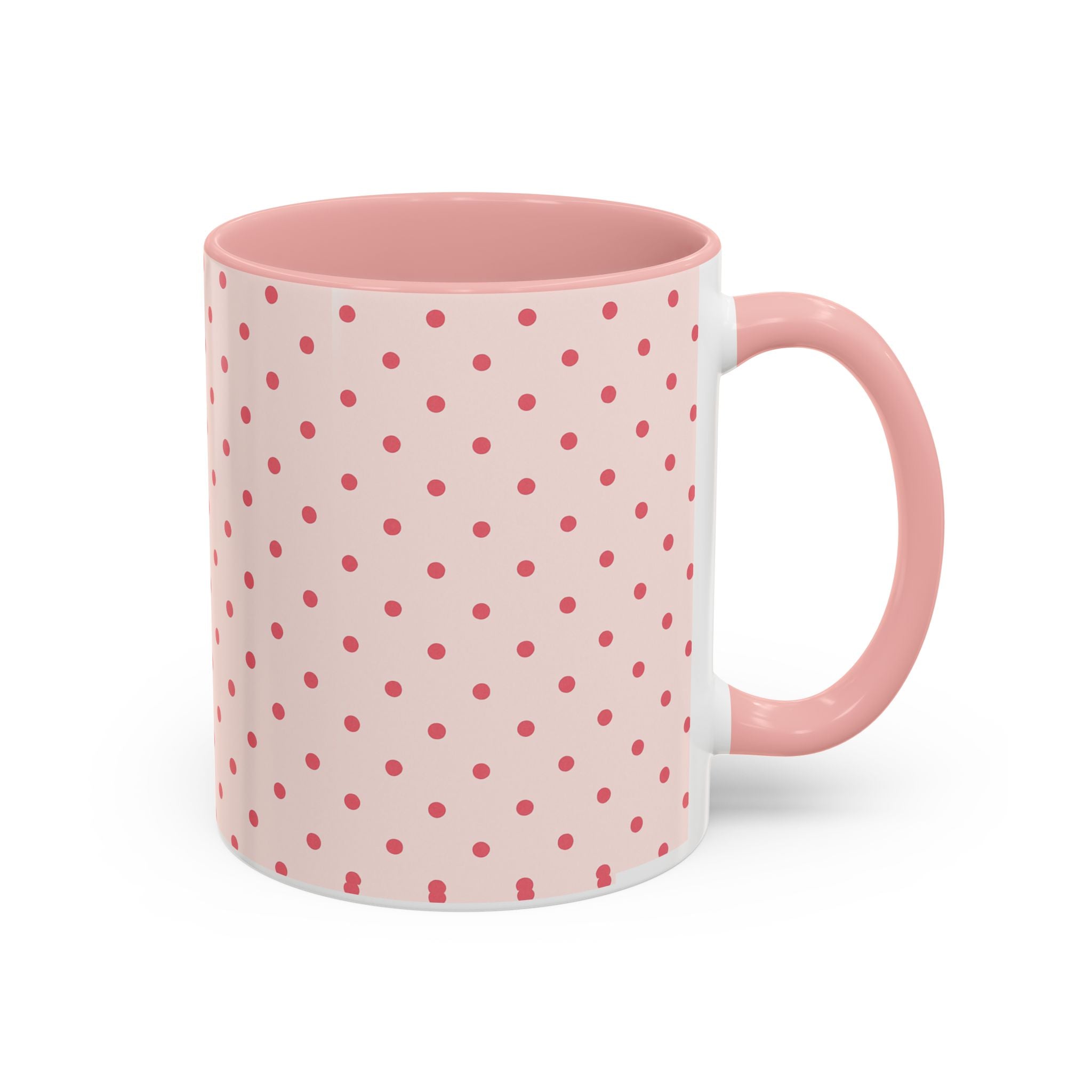 Pink Polka Dot Accent Coffee Mug – Cute Retro Dots Design (11/15oz)