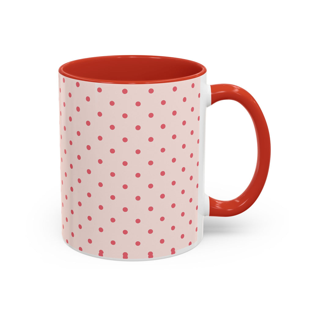 Pink Polka Dot Accent Coffee Mug – Cute Retro Dots Design (11/15oz)