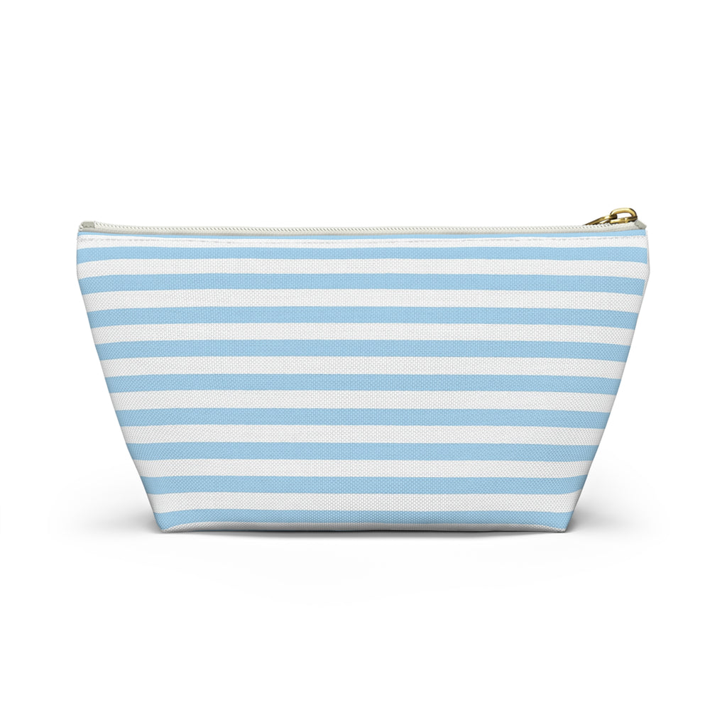 Sky Blue Striped Accessory Pouch — T‑Bottom Cosmetic Bag