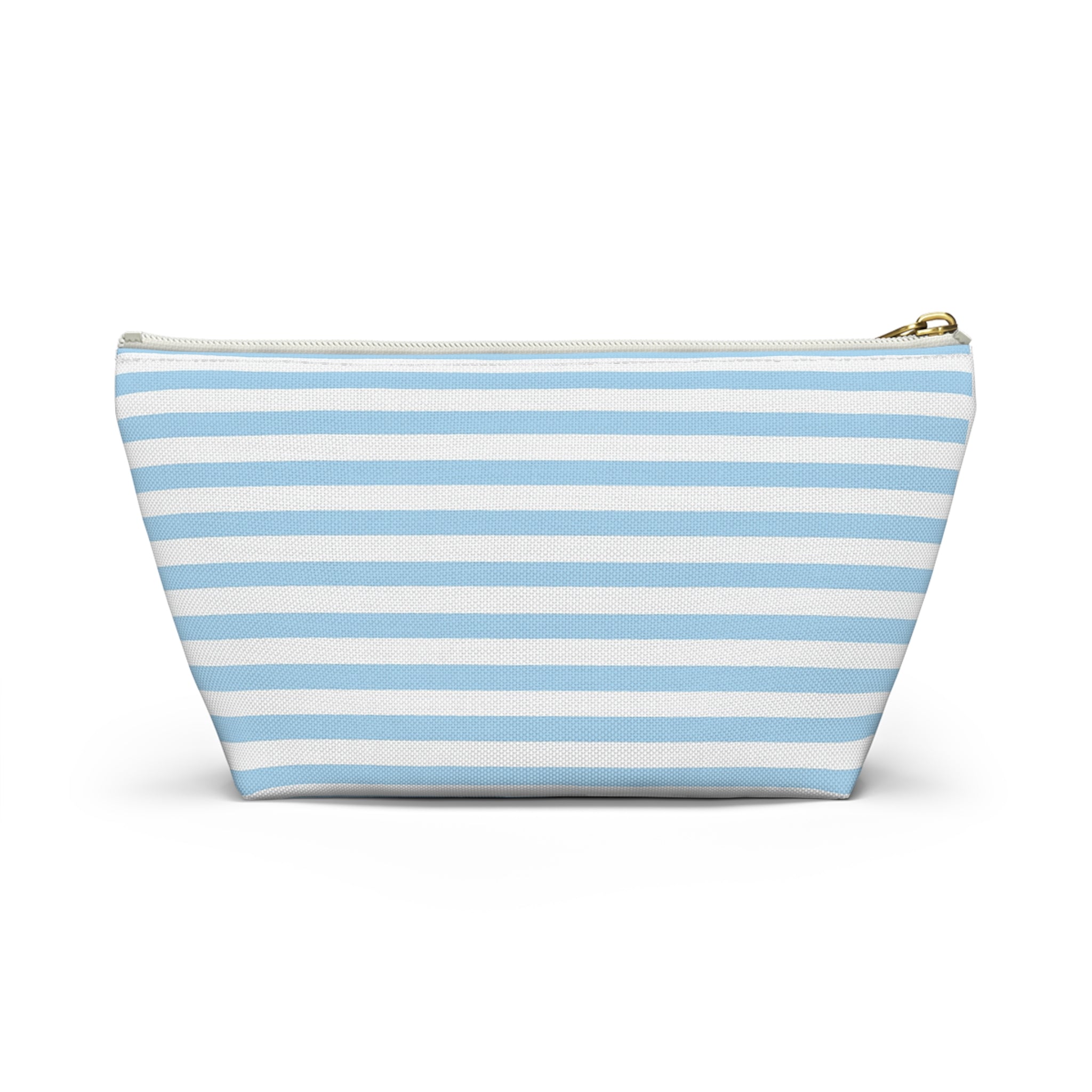 Sky Blue Striped Accessory Pouch — T‑Bottom Cosmetic Bag