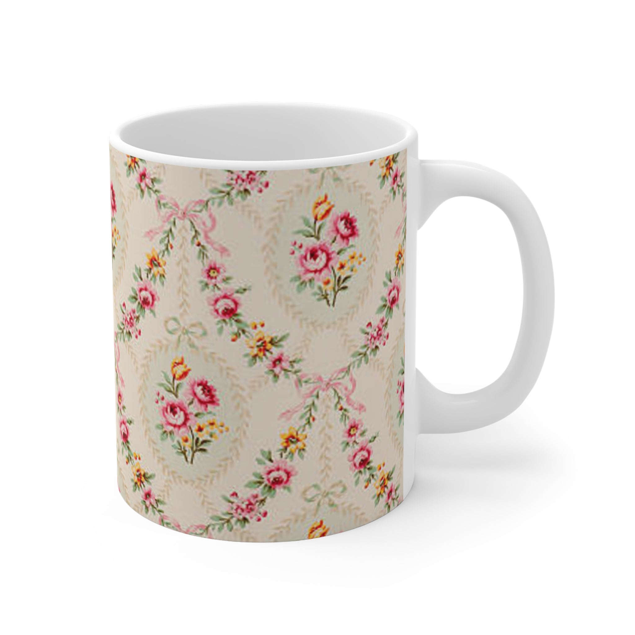 Vintage Rose Medallion Mug | Floral Cottagecore Pattern