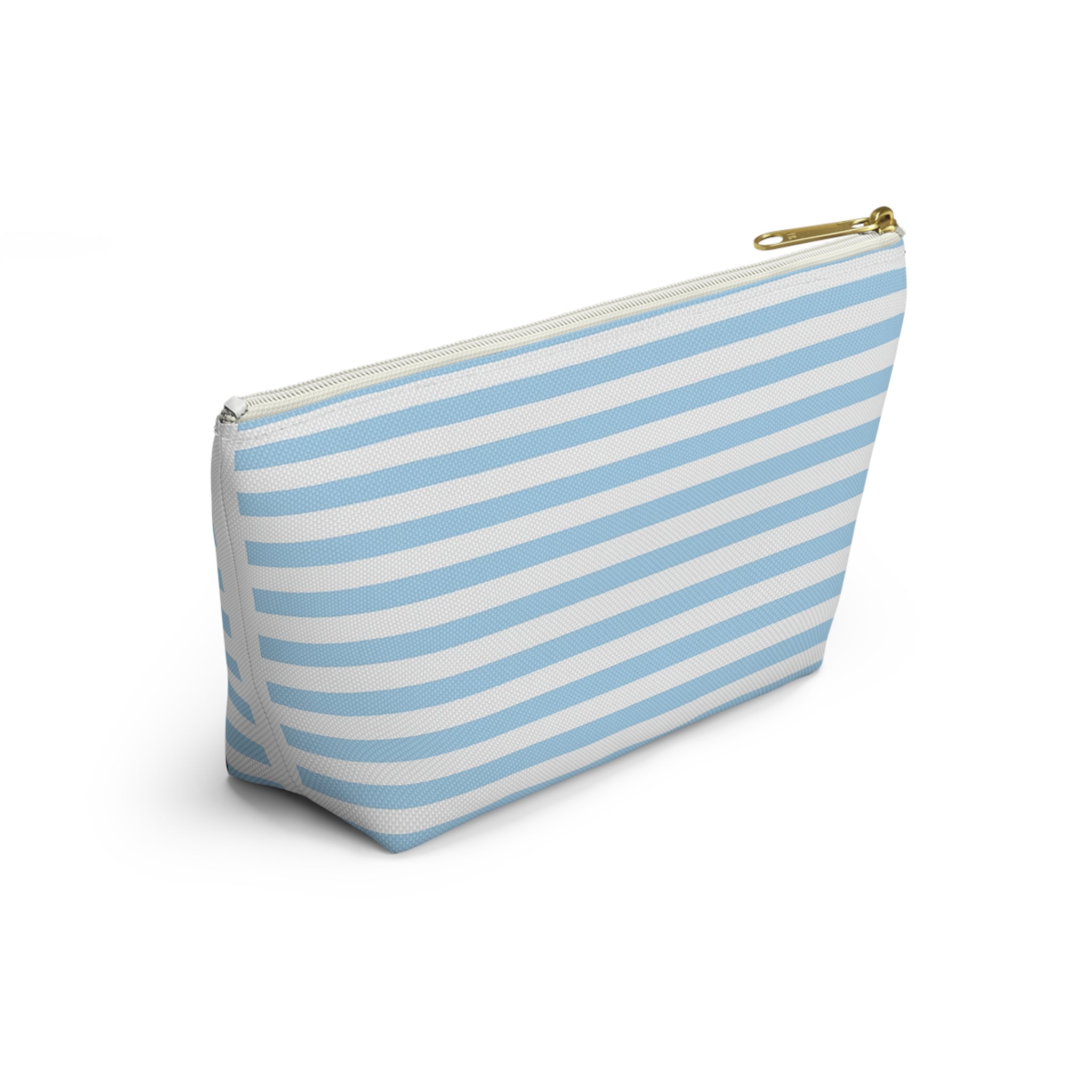 Sky Blue Striped Accessory Pouch — T‑Bottom Cosmetic Bag