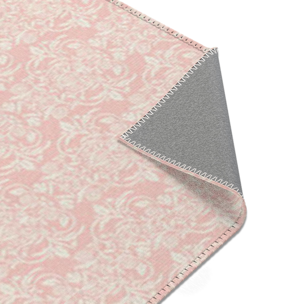 Pink Vintage Floral Area Rug — Shabby Chic Cottage Accent Rug