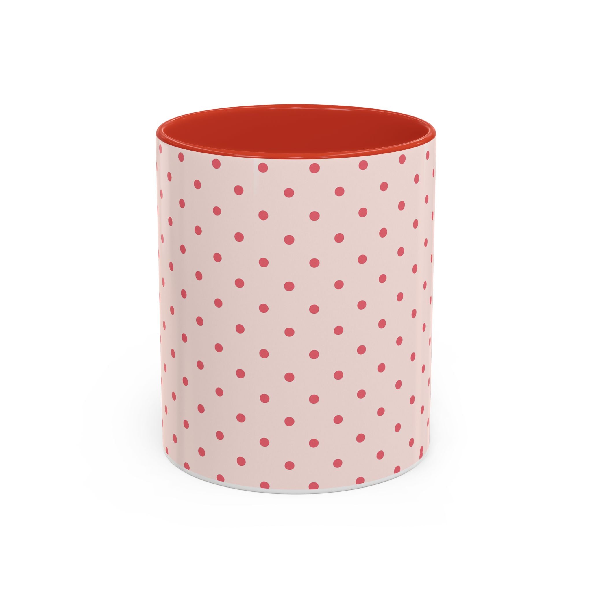 Pink Polka Dot Accent Coffee Mug – Cute Retro Dots Design (11/15oz)