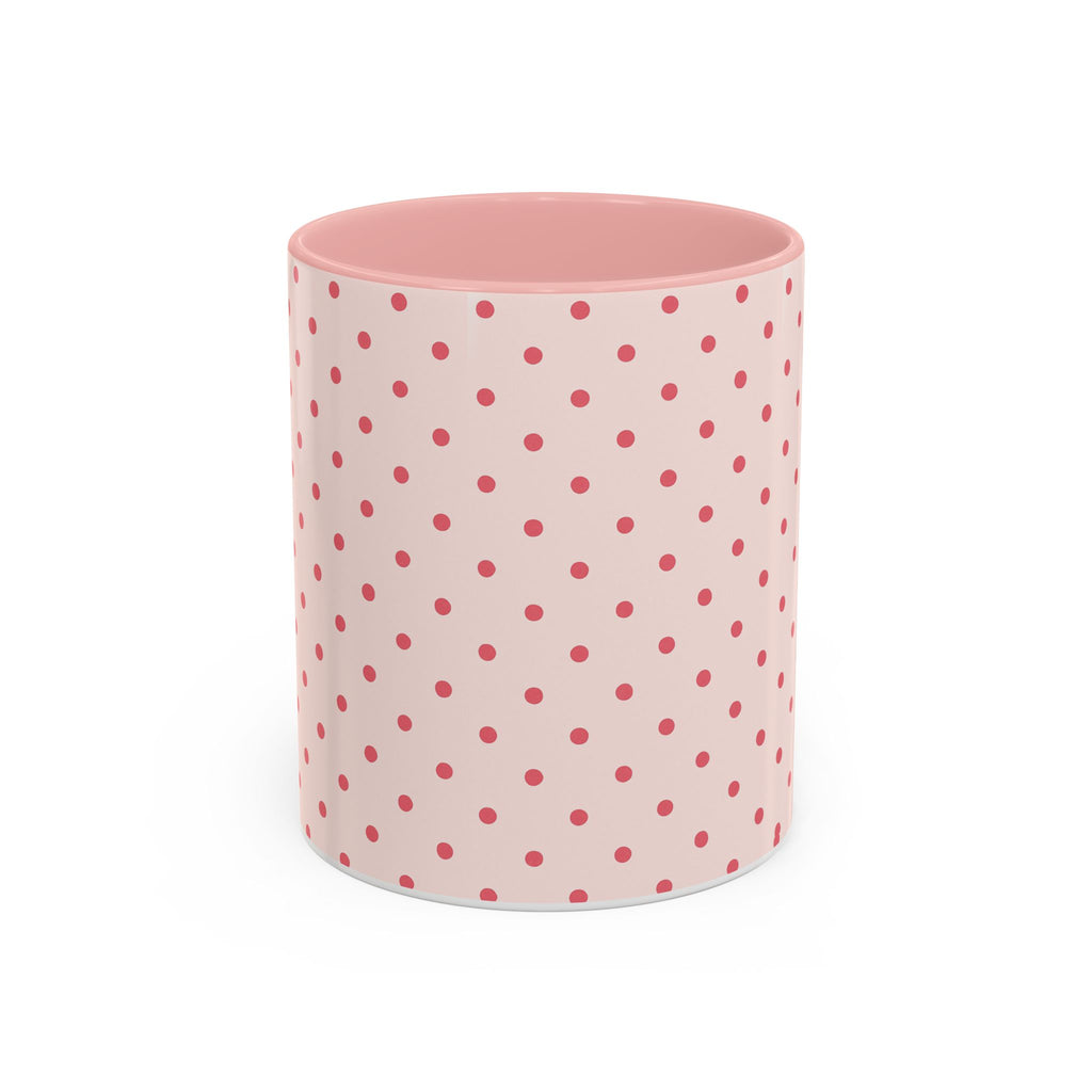 Pink Polka Dot Accent Coffee Mug – Cute Retro Dots Design (11/15oz)
