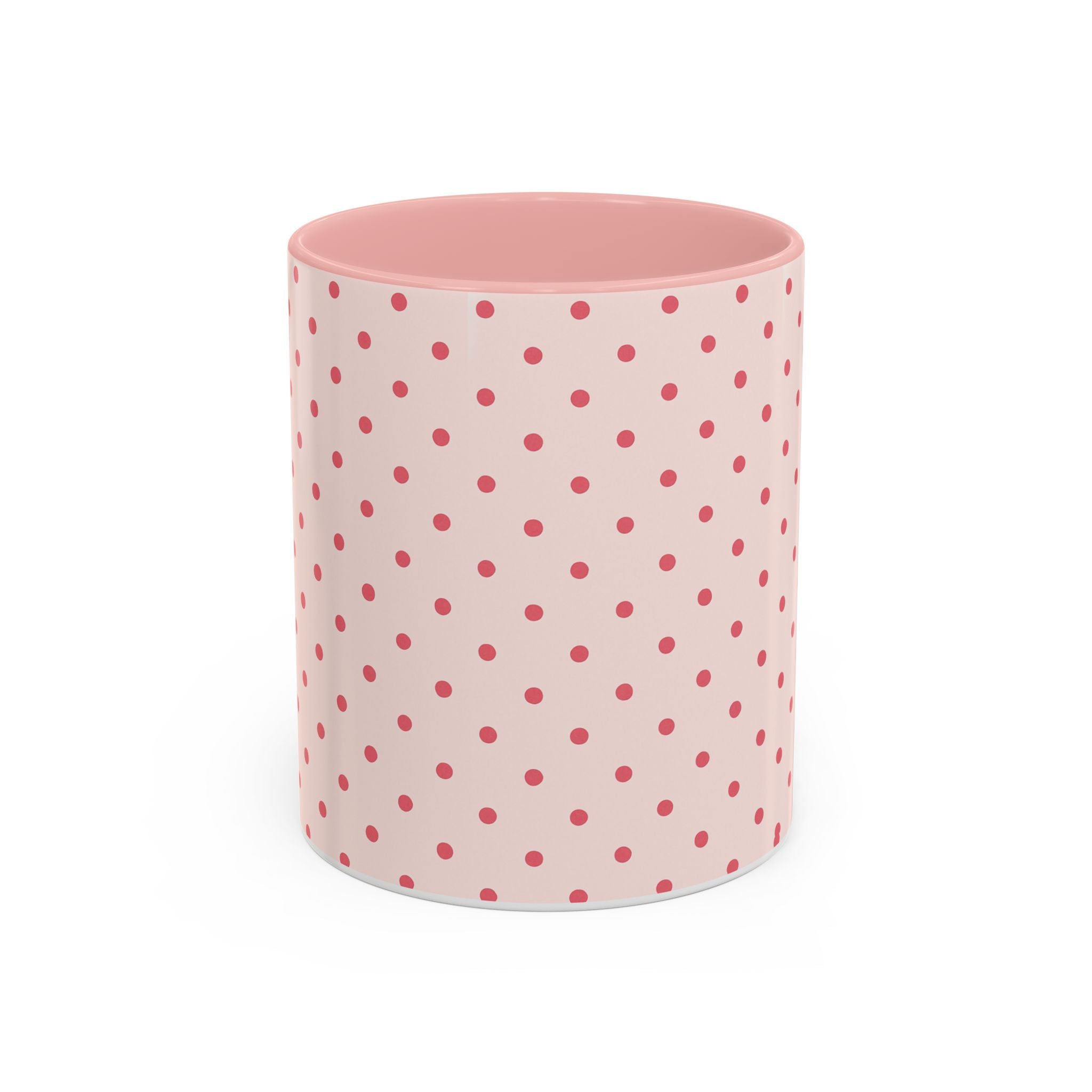 Pink Polka Dot Accent Coffee Mug – Cute Retro Dots Design (11/15oz)