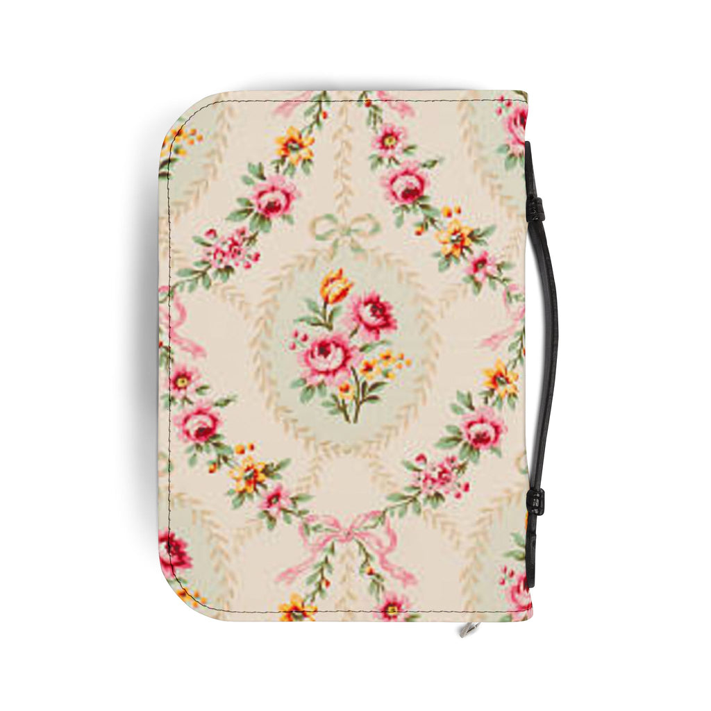 Floral Vintage Bible Cover — Pink Rose Pattern Zippered Bible Case