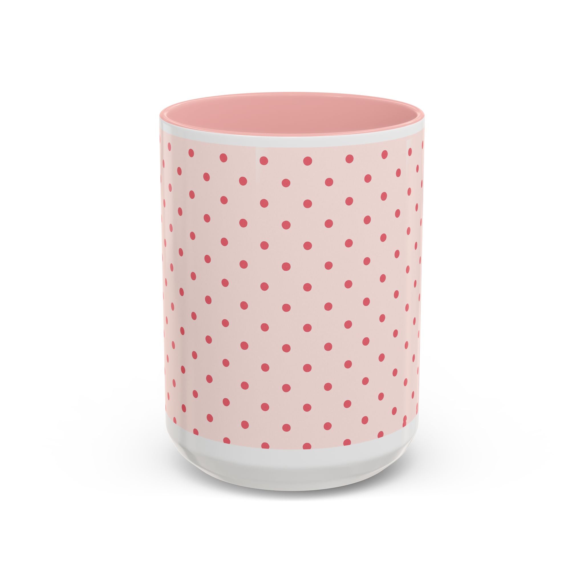 Pink Polka Dot Accent Coffee Mug – Cute Retro Dots Design (11/15oz)