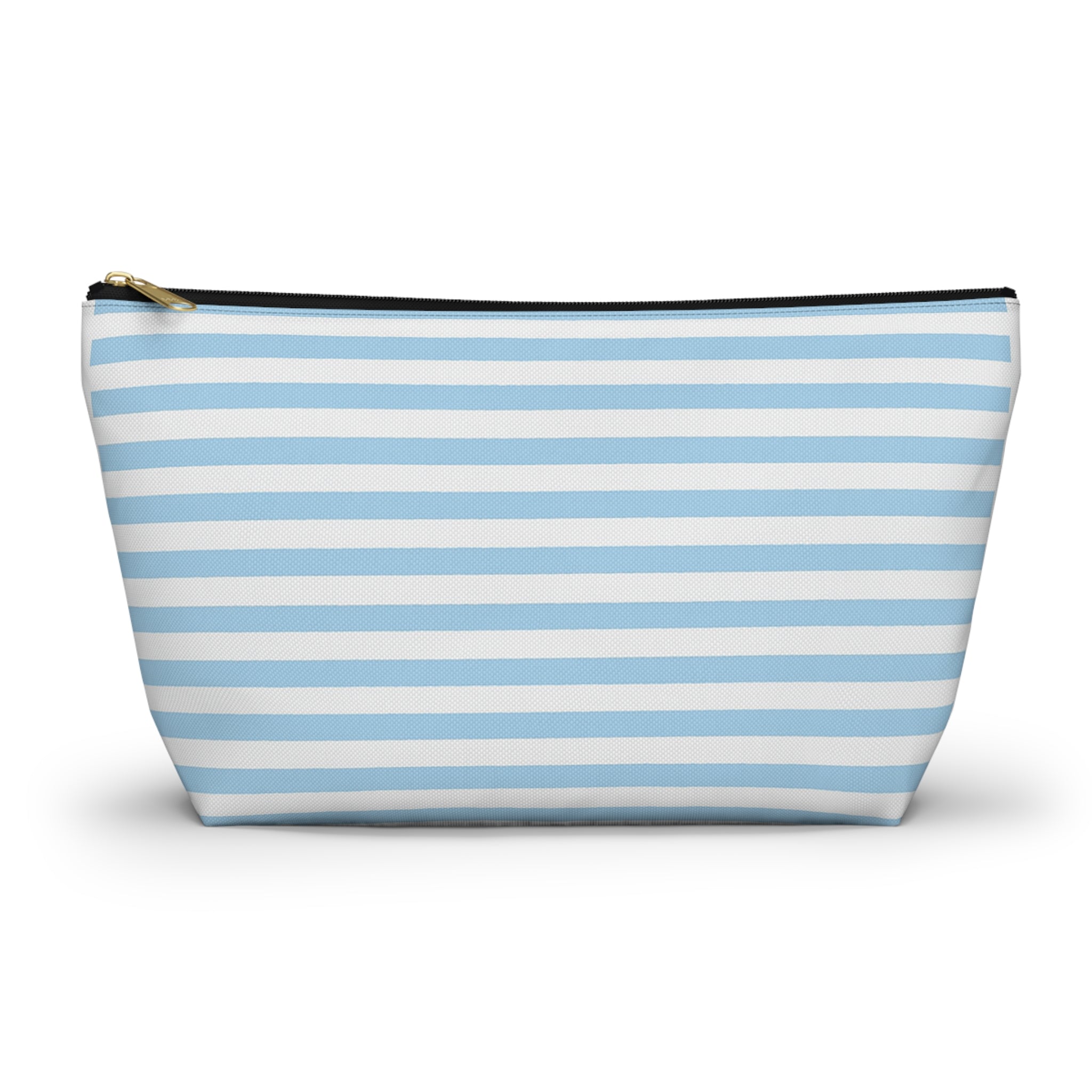 Sky Blue Striped Accessory Pouch — T‑Bottom Cosmetic Bag