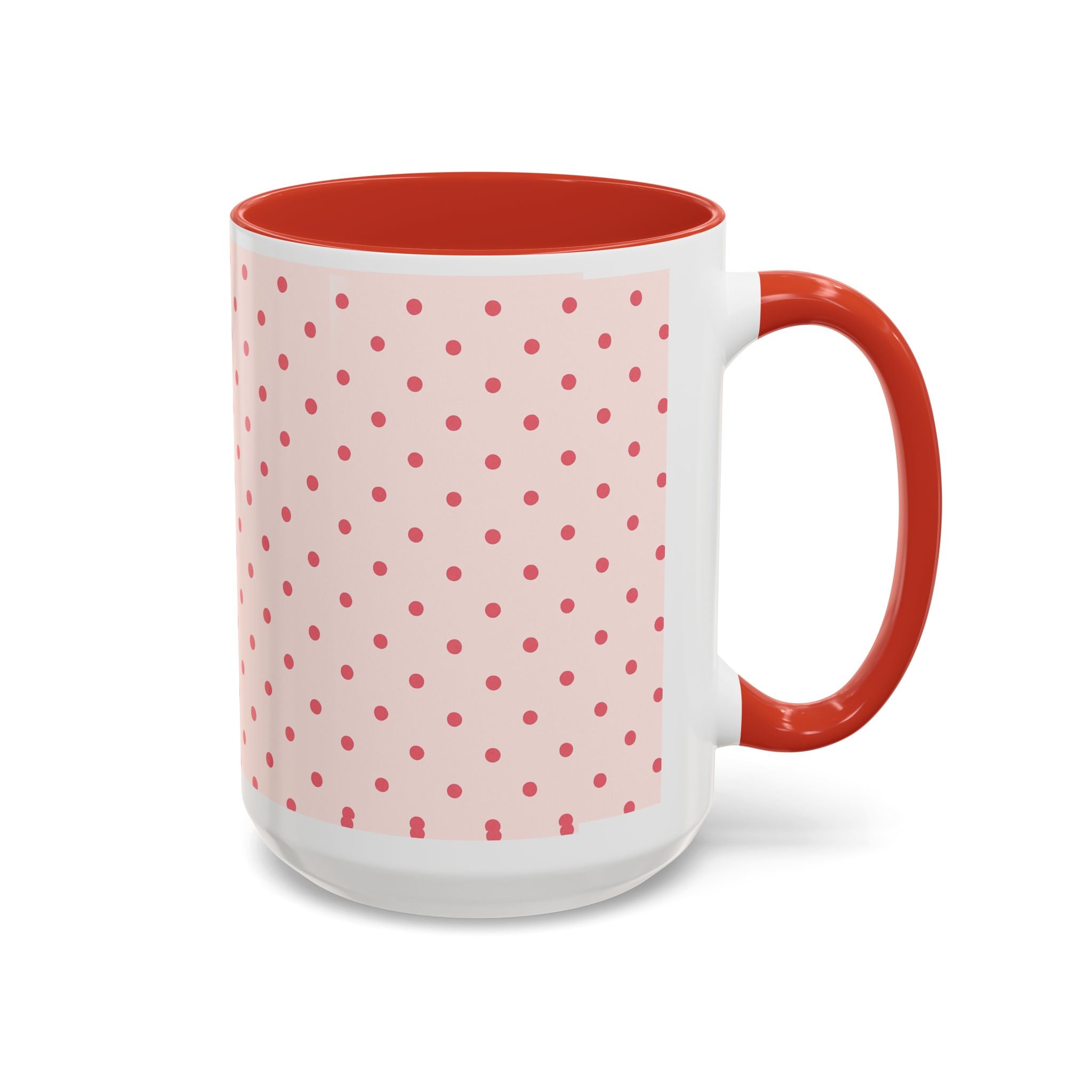 Pink Polka Dot Accent Coffee Mug – Cute Retro Dots Design (11/15oz)