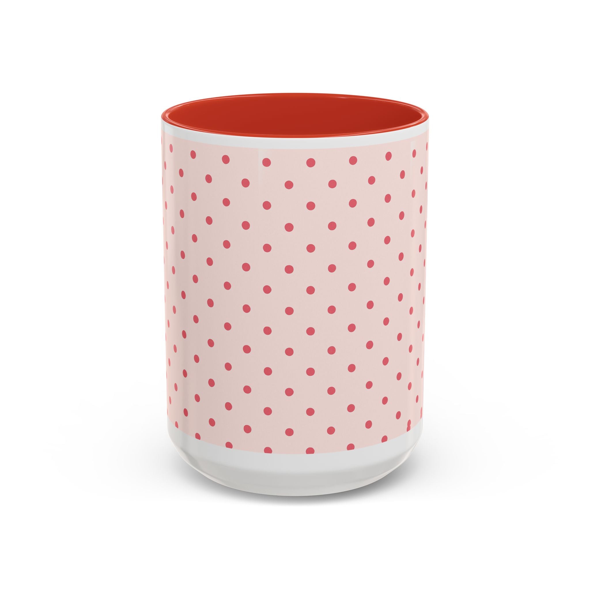 Pink Polka Dot Accent Coffee Mug – Cute Retro Dots Design (11/15oz)