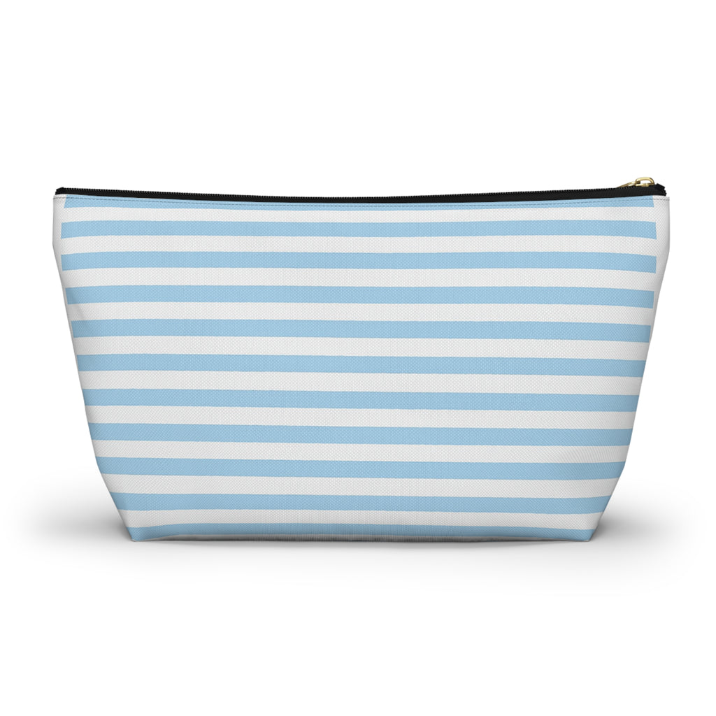 Sky Blue Striped Accessory Pouch — T‑Bottom Cosmetic Bag