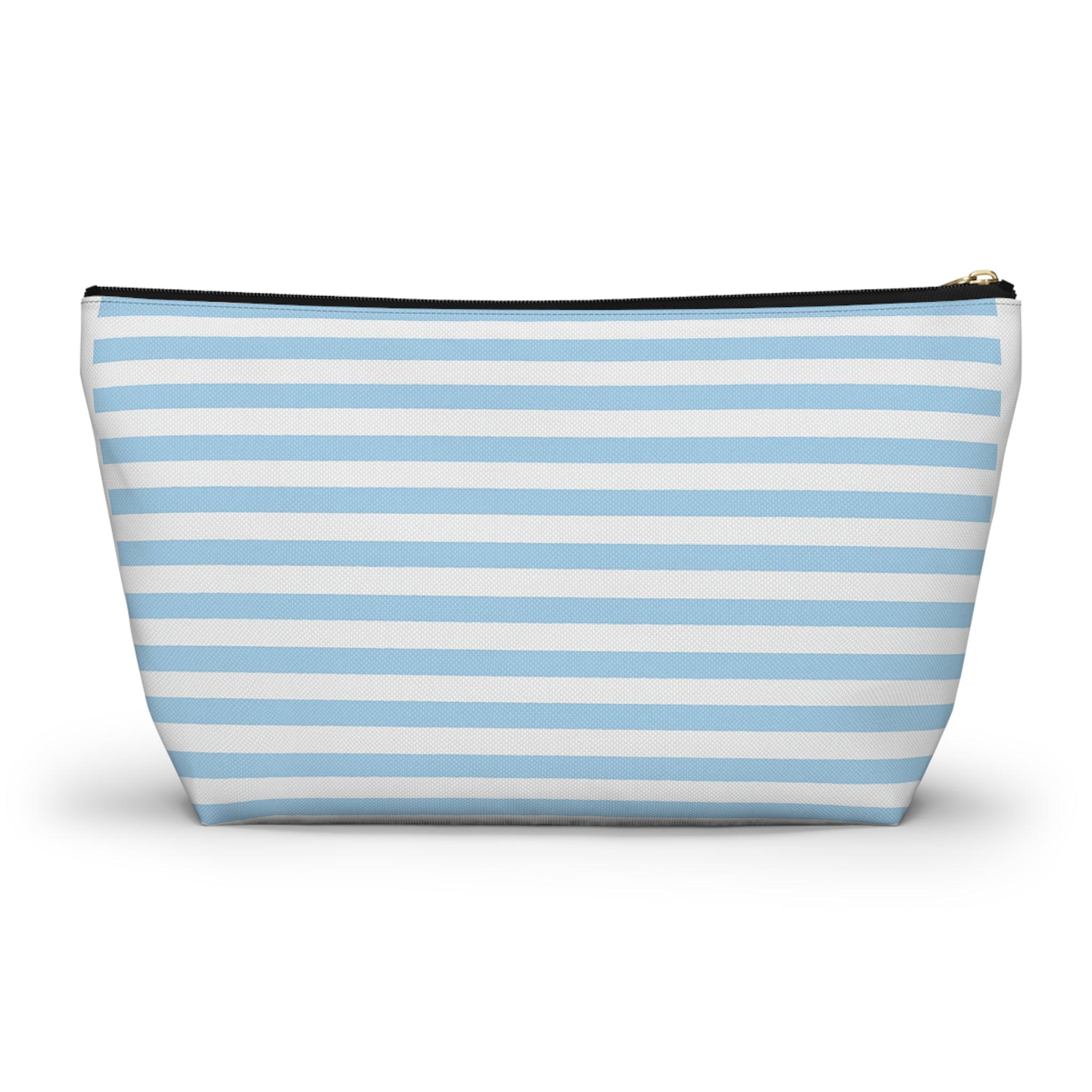 Sky Blue Striped Accessory Pouch — T‑Bottom Cosmetic Bag