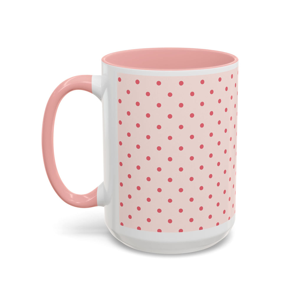Pink Polka Dot Accent Coffee Mug – Cute Retro Dots Design (11/15oz)