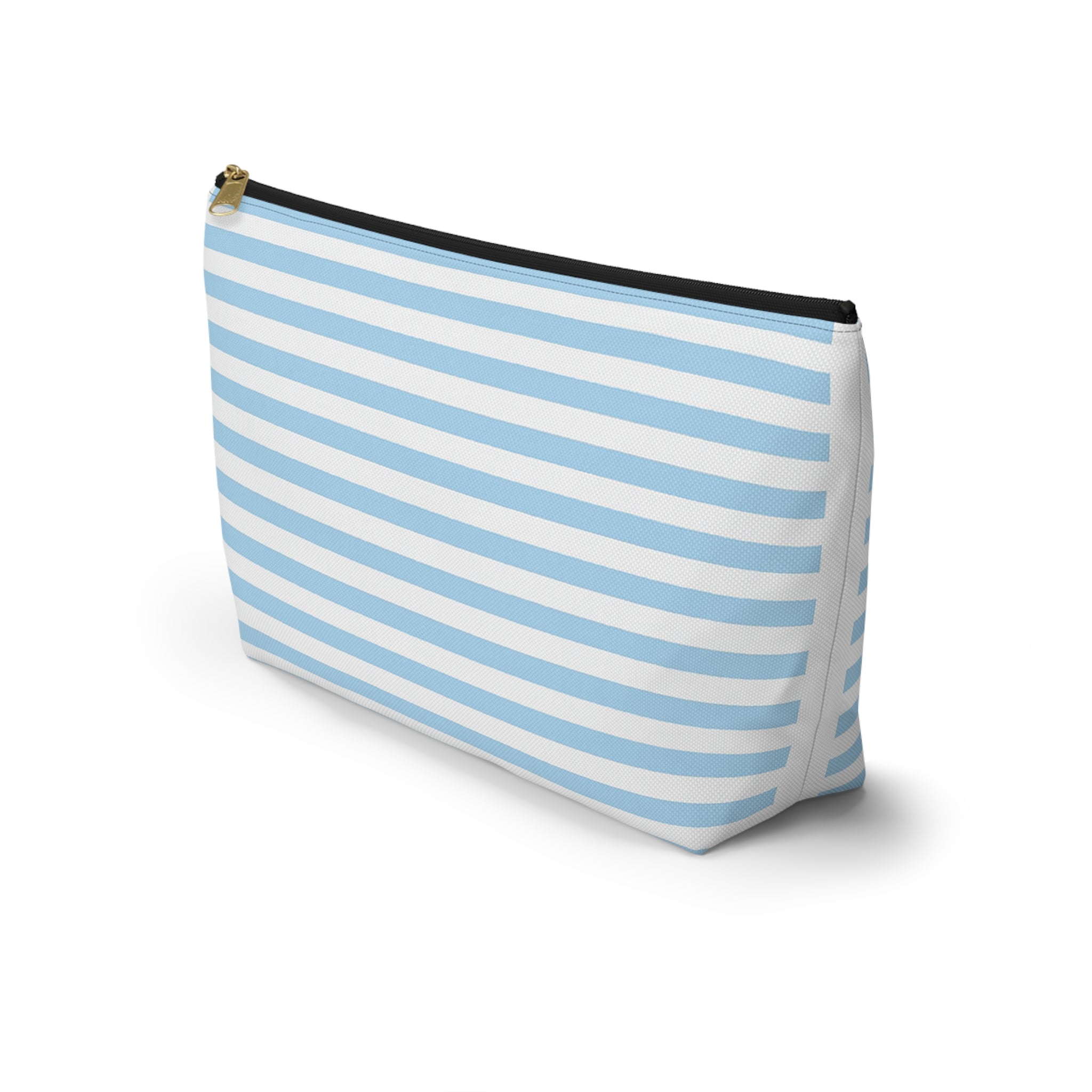 Sky Blue Striped Accessory Pouch — T‑Bottom Cosmetic Bag