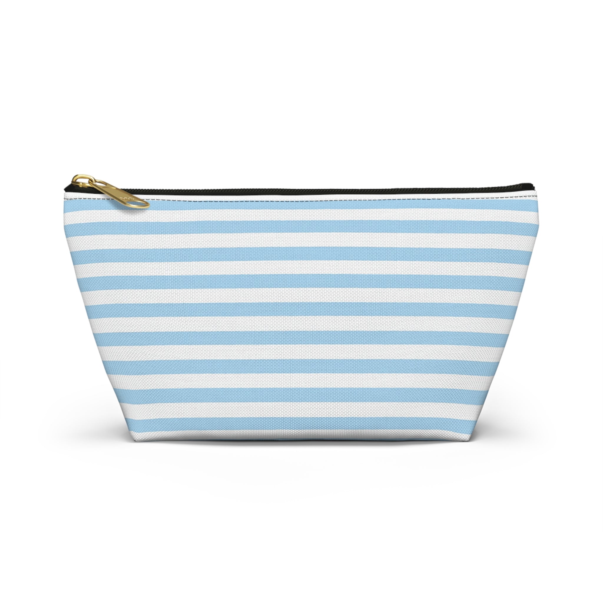 Sky Blue Striped Accessory Pouch — T‑Bottom Cosmetic Bag