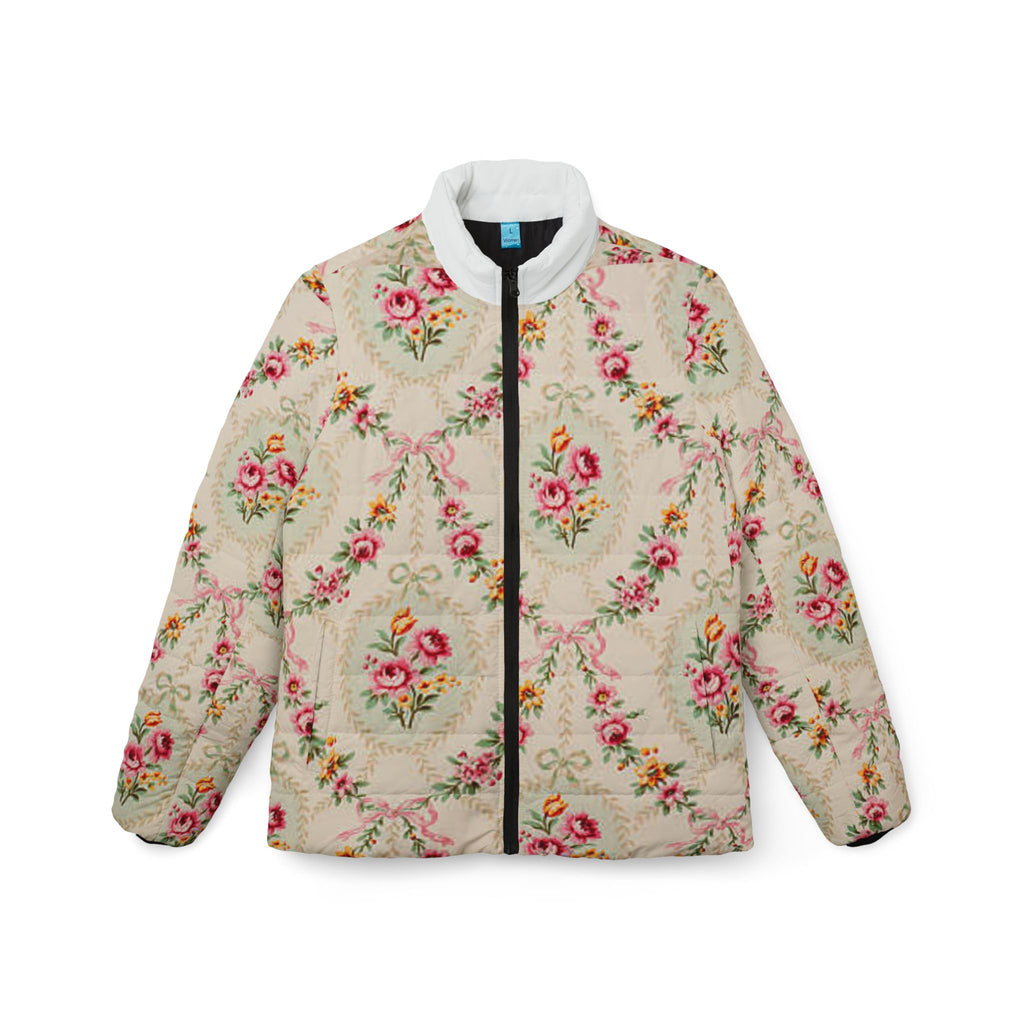 Polka Dot Women’s Puffer Jacket – Cozy Black & White All-Over Print