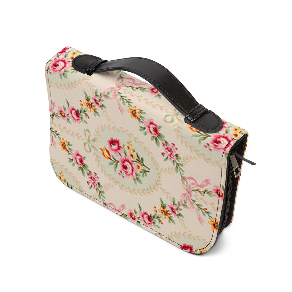 Floral Vintage Bible Cover — Pink Rose Pattern Zippered Bible Case