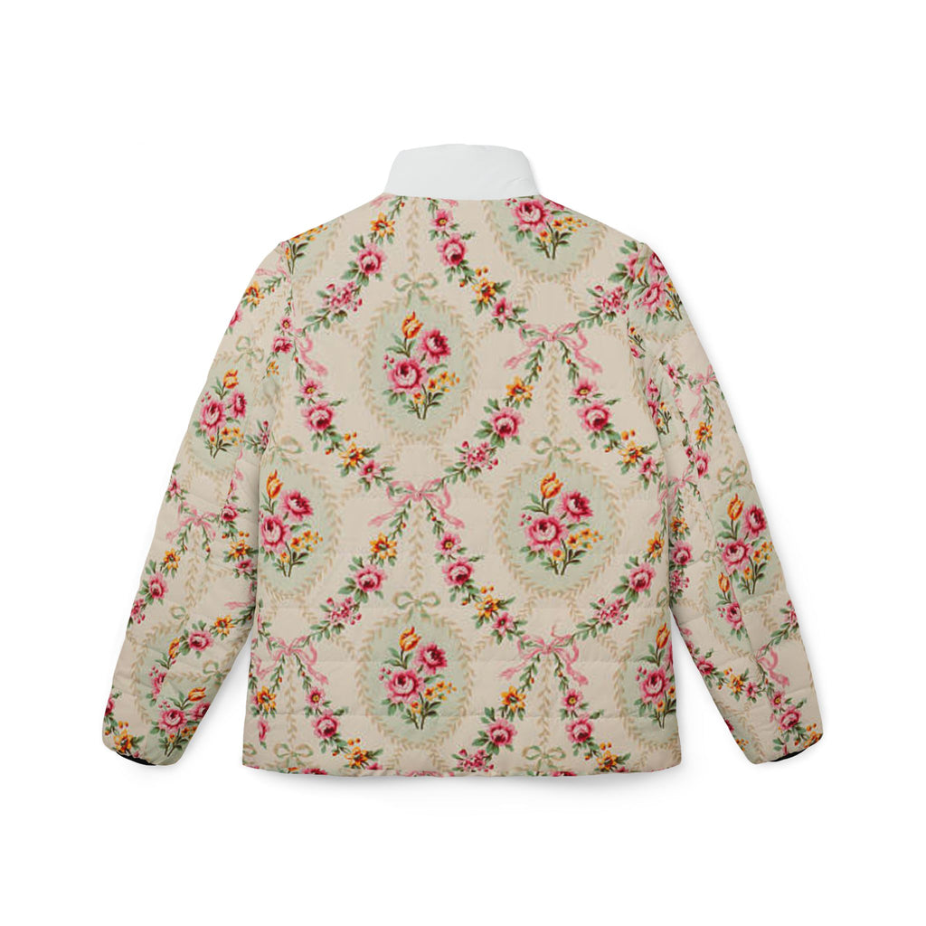 Polka Dot Women’s Puffer Jacket – Cozy Black & White All-Over Print