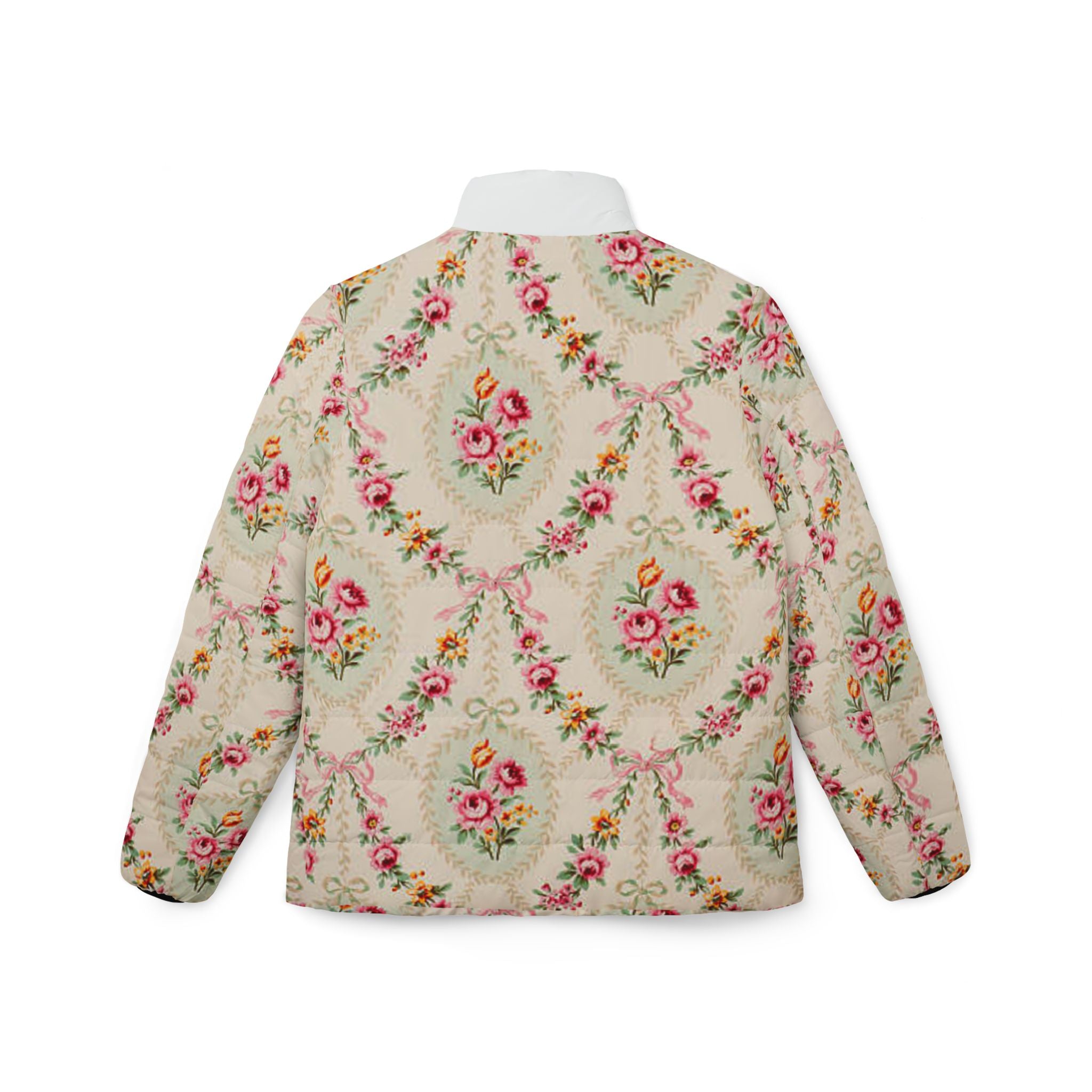 Polka Dot Women’s Puffer Jacket – Cozy Black & White All-Over Print