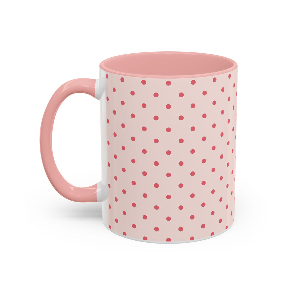 Pink Polka Dot Accent Coffee Mug – Cute Retro Dots Design (11/15oz)