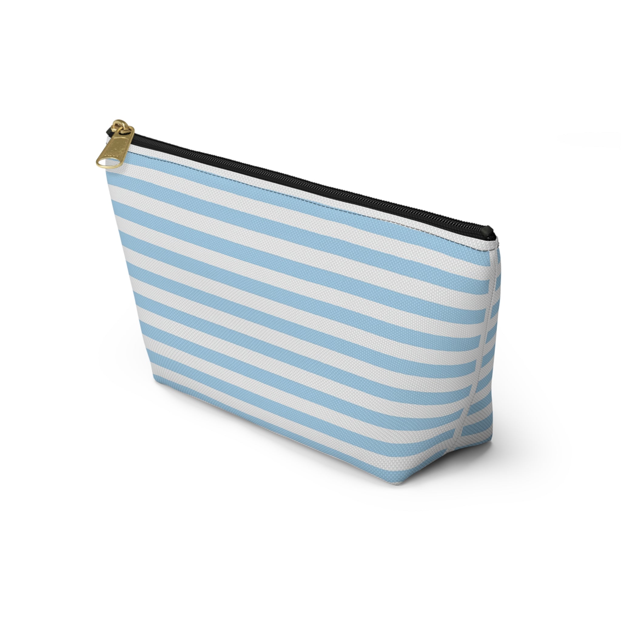 Sky Blue Striped Accessory Pouch — T‑Bottom Cosmetic Bag